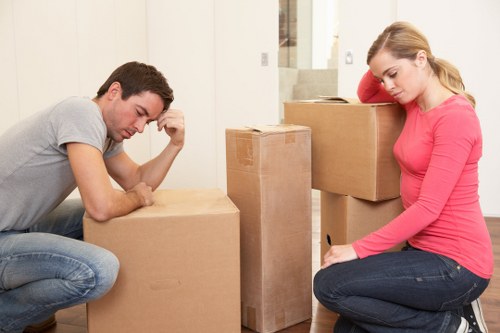 Office relocation setup with boxes and equipment for Earlsfield commercial removals