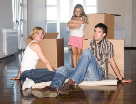 Moving van loading office contents for a commercial move in south west London